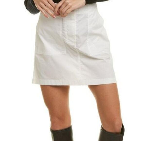 Theory White Cotton Chino Utility Skirt 18 - Picture 1 of 13